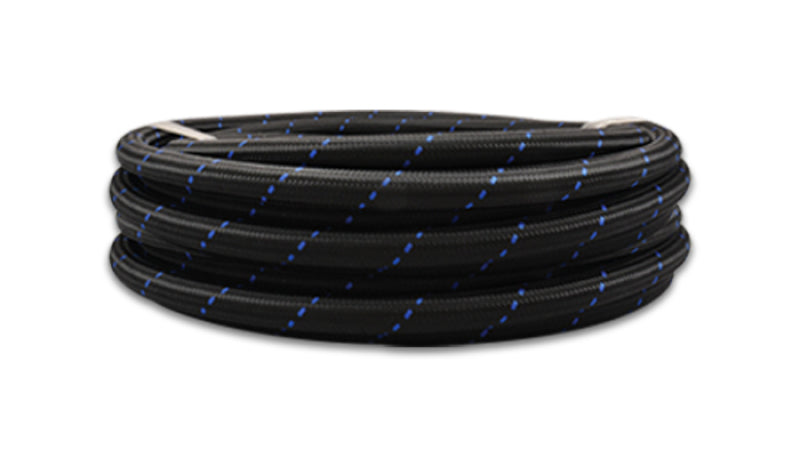 Vibrant -10 AN Two-Tone Black/Blue Nylon Braided Flex Hose (20 foot roll)